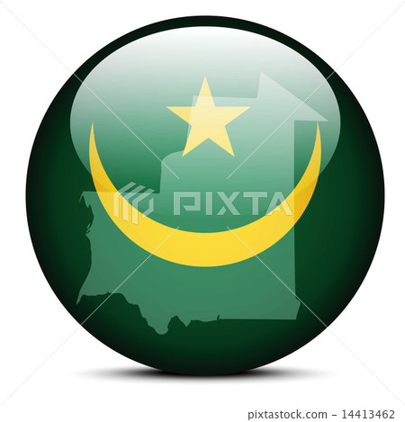 Map on flag button of  Mauritania 14413462