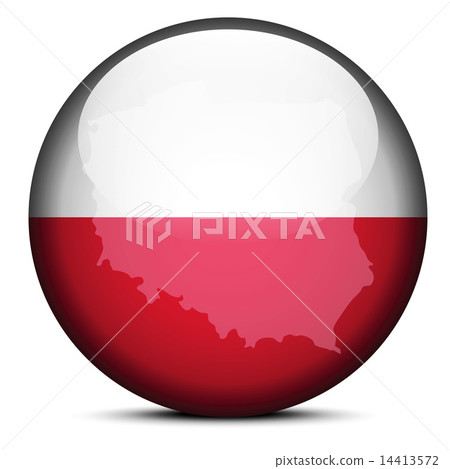 Map on flag button of Republic Poland Map on flag button of Republic Poland 14413572