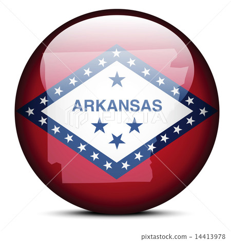 Map on flag button of USA Arkansas State Map on flag button of USA Arkansas State 14413978