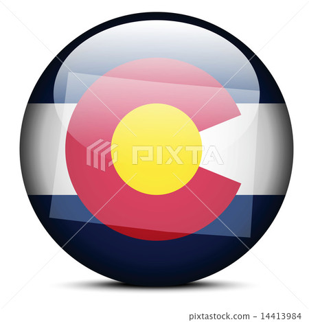 Map on flag button of USA Colorado State Map on flag button of USA Colorado State 14413984