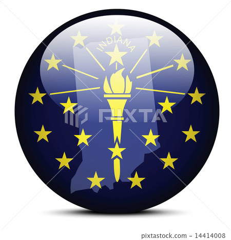 Map on flag button of USA Indiana State 14414008