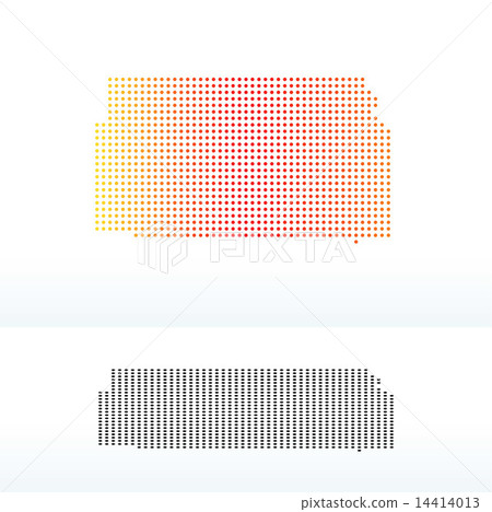 Map of USA Kansas State with Dot Pattern 14414013