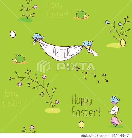 Easter pattern with animals and flowers Easter pattern with animals and flowers 14414457