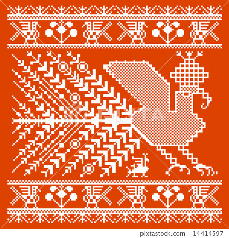 Russian and ukrainian folk embroidery, patterns. Vector illustration. 14414597