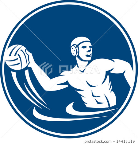 Water Polo Player Throw Ball Circle Icon Water Polo Player Throw Ball Circle Icon 14415119
