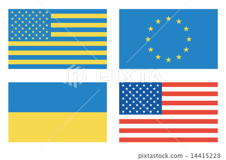 Flags of countries. USA, Ukraine, European Union. Vector illustration. 14415228