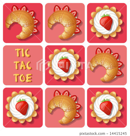 Tic-Tac-Toe of tart and croissant 14415245