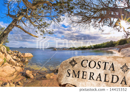 ocean coastline in Costa Smeralda, Sardinia, Italy 14415352