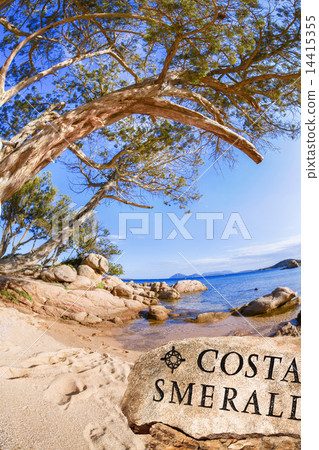 ocean coastline in Costa Smeralda, Sardinia, Italy ocean coastline in Costa Smeralda, Sardinia, Italy 14415355