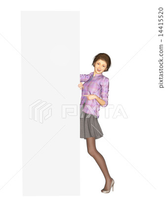 A woman with perming big message board A woman with perming big message board 14415520