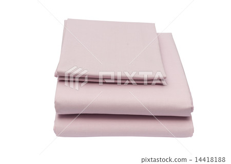 Folded bed linen or duvet cover on white isolated background 14418188
