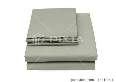 Folded bed linen or duvet cover on white isolated background 14418201