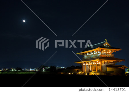 Total lunar eclipse at Heijo Palace ruins 14418701