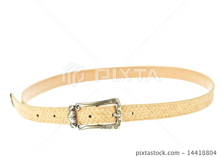 colorful yellow cream belt on white background 14418804