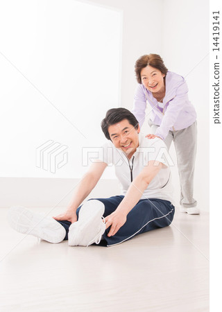 Stock Photo: middle and old aged, married couples, husband and wife