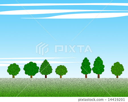 Sky and tree and field 14419201