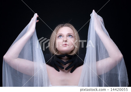 Beautiful blond girl choking by black arms Beautiful blond girl choking by black arms 14420055