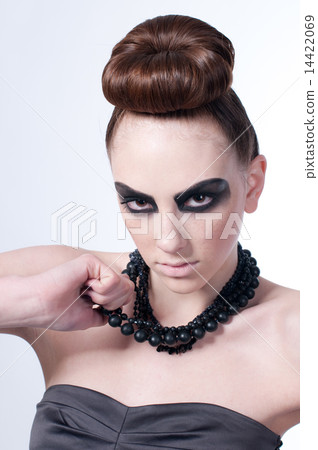 Beautiful fashion model with black make-up 14422069