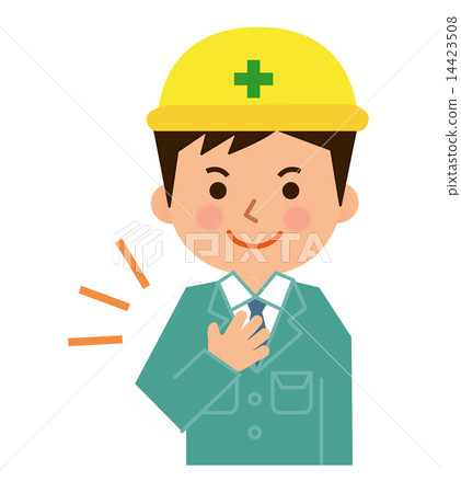 A helmet worker leaves it to a man A helmet worker leaves it to a man 14423508