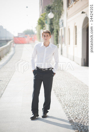 young handsome elegant blonde model man 14424101