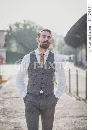 handsome big moustache hipster man 14424134