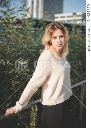 young beautiful blonde woman outdoor 14424359