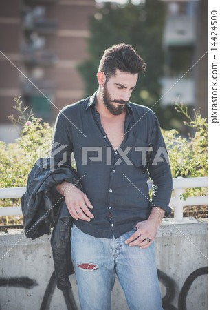 young handsome attractive bearded model man 14424500