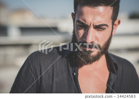 young handsome attractive bearded model man young handsome attractive bearded model man 14424563