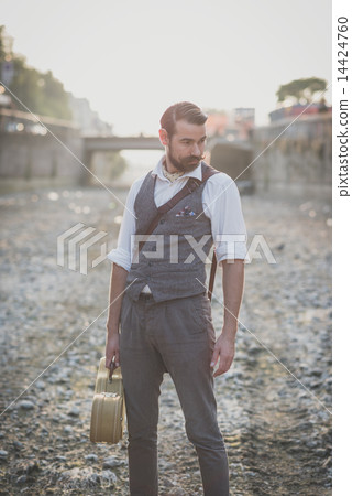 handsome big moustache hipster man 14424760