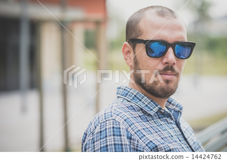 handsome hipster casual multitasking modern man 14424762