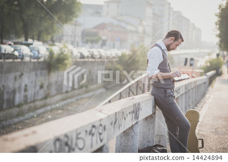 handsome big moustache hipster man 14424894