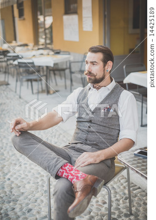 handsome big moustache hipster man 14425189
