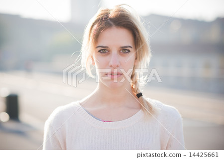 young beautiful blonde woman outdoor 14425661