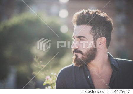 young handsome attractive bearded model man 14425667