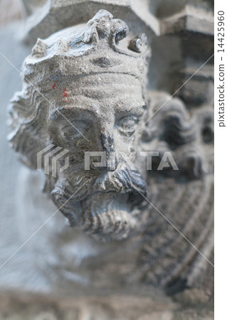 Close-up of a religious saint sculpture, Barcelona, Catalonia, Spain 14425960
