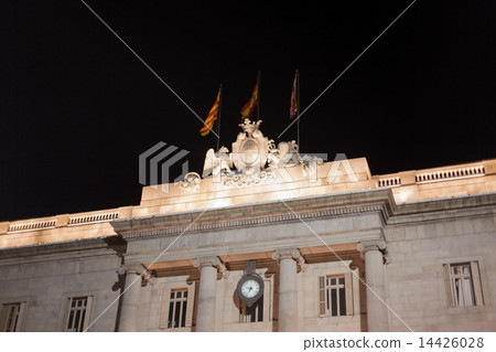 Low angle view of a city hall, Placa Sant Jaume, Barri Gotic, Barcelona, Catalonia, Spain 14426028