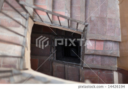 Elevated view of a winding staircase, Barcelona, Catalonia, Spain Elevated view of a winding staircase, Barcelona, Catalonia, Spain 14426194