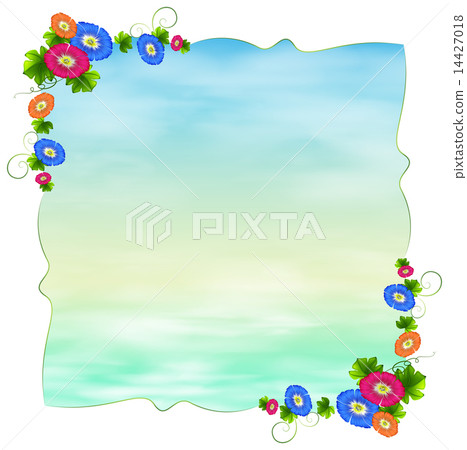 An empty template with blooming flowers 14427018