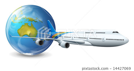 Earth globe and airplane Earth globe and airplane 14427069