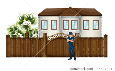 A policeman in front of the house 14427285