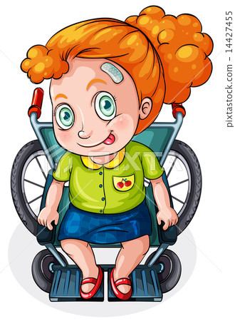 A Caucasian lady riding on a wheelchair 14427455