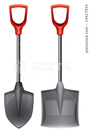 Shovels with red handles Shovels with red handles 14427934