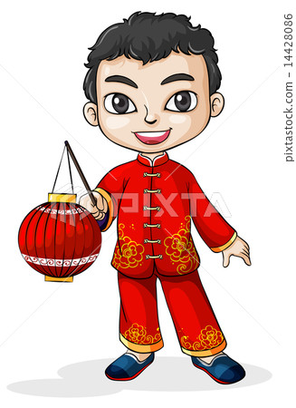 A smiling Chinese with a lantern A smiling Chinese with a lantern 14428086