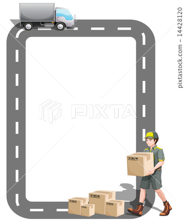 A border design with a delivery truck and a delivery man A border design with a delivery truck and a delivery man 14428120