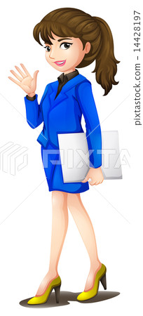 An office secretary wearing a blue uniform An office secretary wearing a blue uniform 14428197