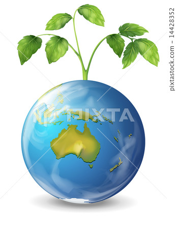 Planet earth with a growing green plant Planet earth with a growing green plant 14428352