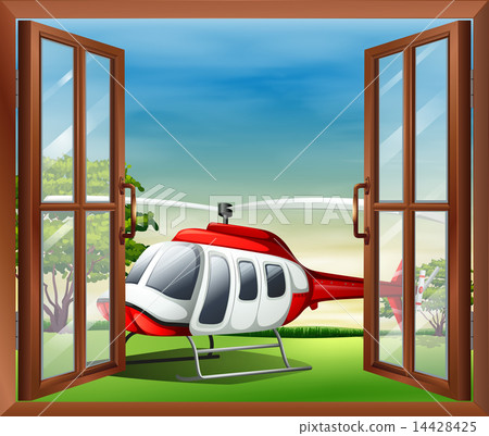 An open window with a view of the chopper An open window with a view of the chopper 14428425