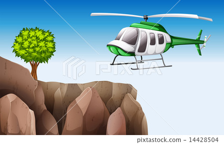 A helicopter near the cliff 14428504