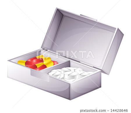 A medicine kit with capsules and tablets A medicine kit with capsules and tablets 14428646