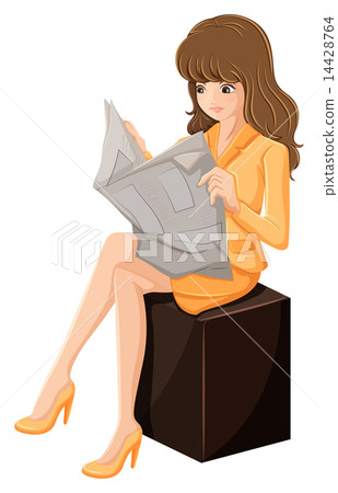 A businesswoman reading a newspaper 14428764